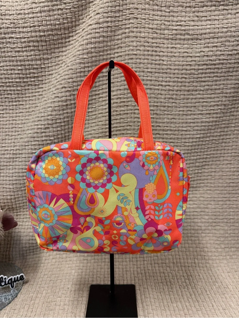 amika Orange Multi Floral Cosmetic Tote